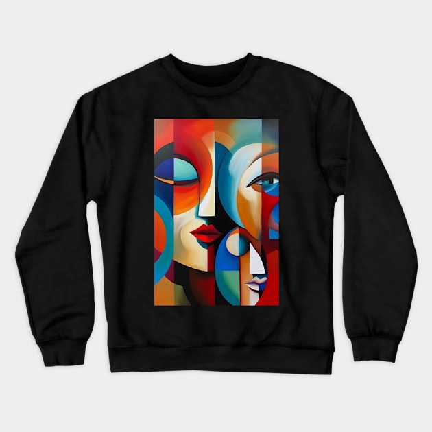 Abstract Faces Art Print Crewneck Sweatshirt by xena